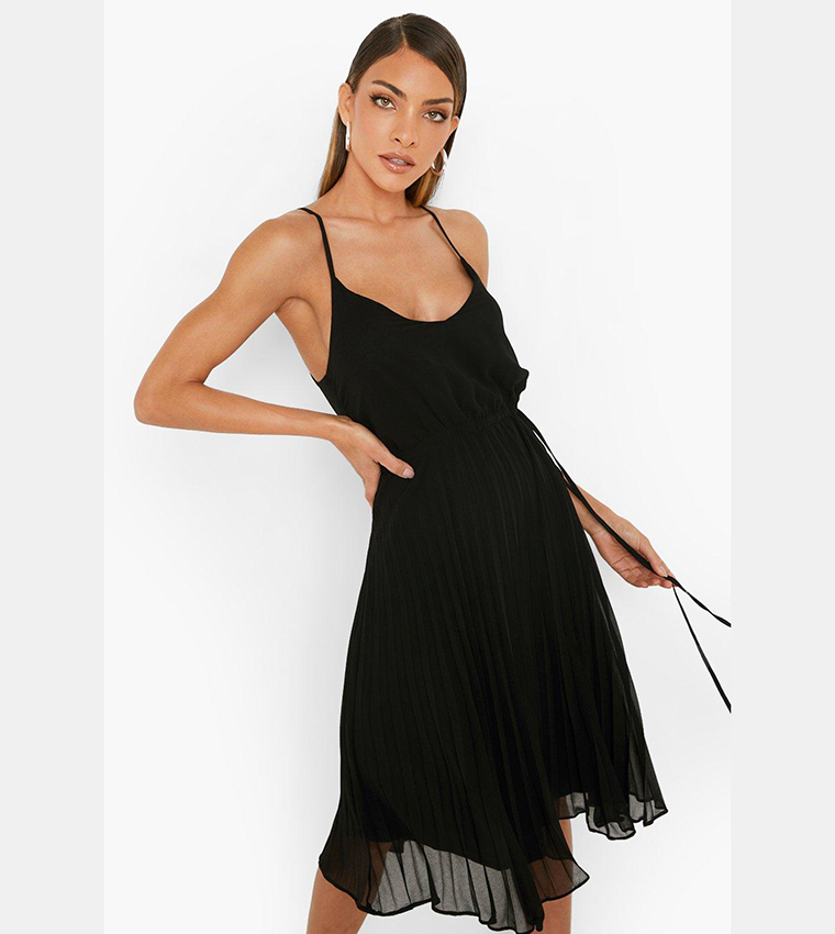 strapless open back dress Pleated Midi Dress (S-XXL) – Valencia Boutique main image 0