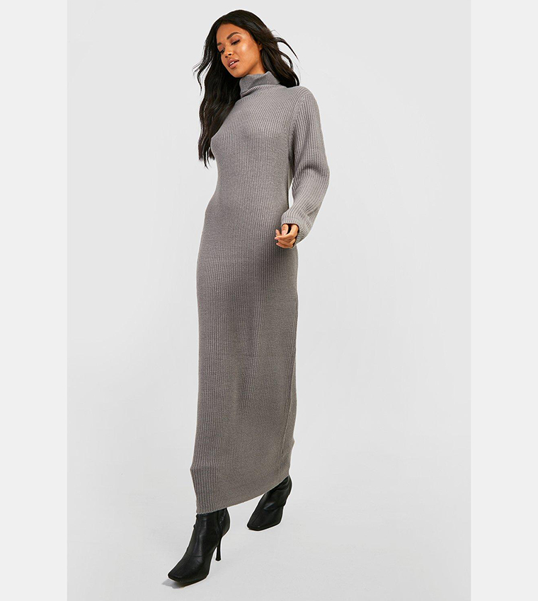 grey casual maxi dress One Shoulder Asymmetric Ruched Maxi Dress Mist Grey / S