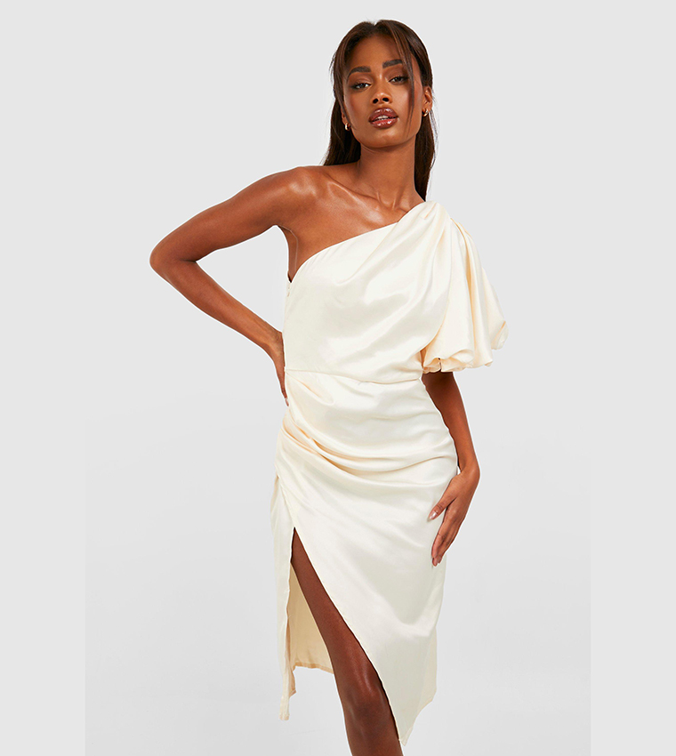 One shoulder 2025 split midi dress