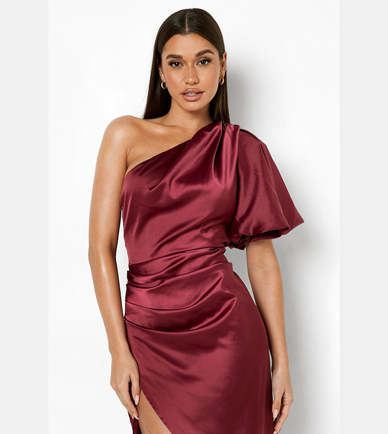 strapless open back dress Black One Shoulder Side Split High Waist Dress  Wear.Style