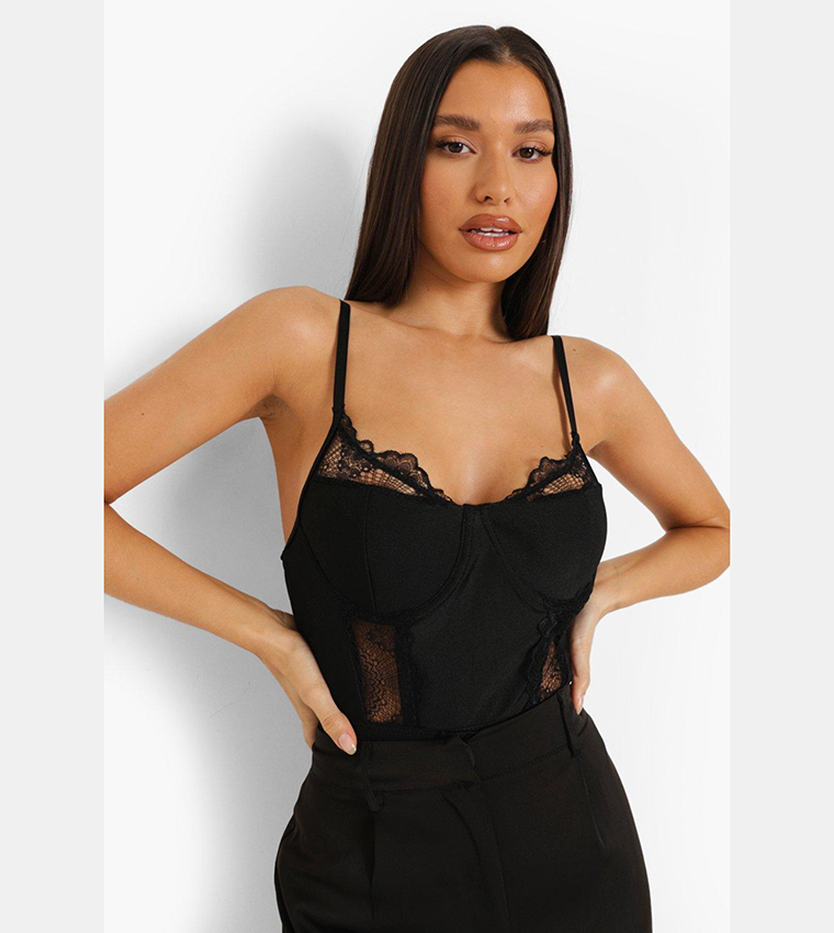 Buy Boohoo Lace Bodysuit Top In Black 6thStreet Bahrain