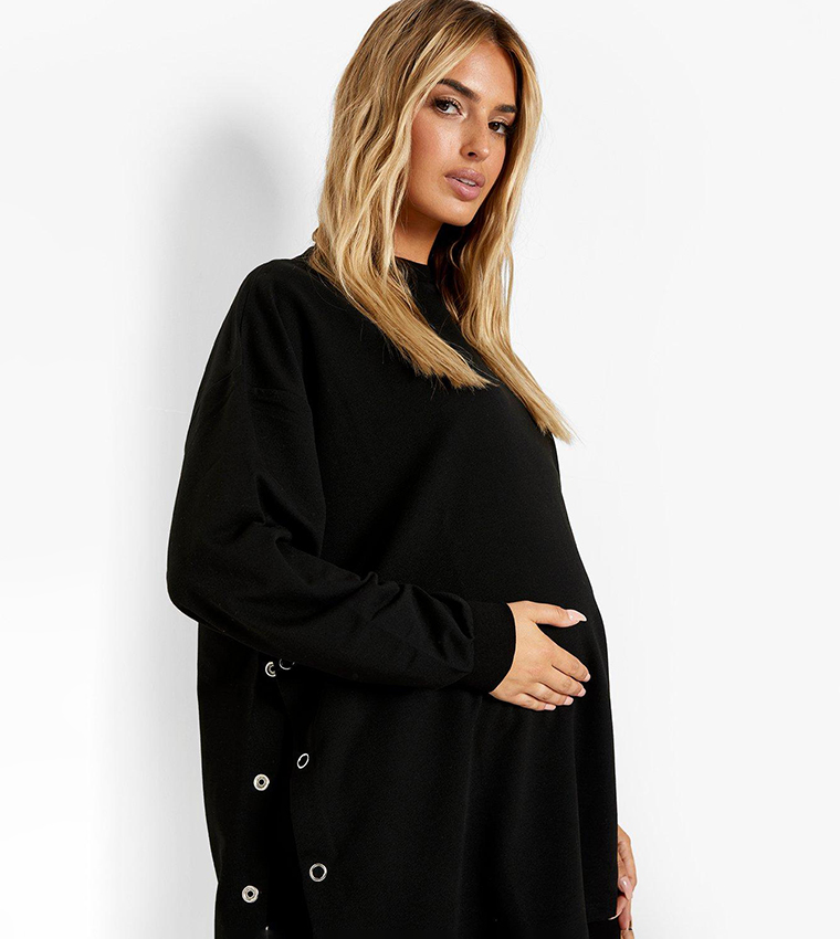 Buy Boohoo Popper Side Nursing Sweatshirt In Black