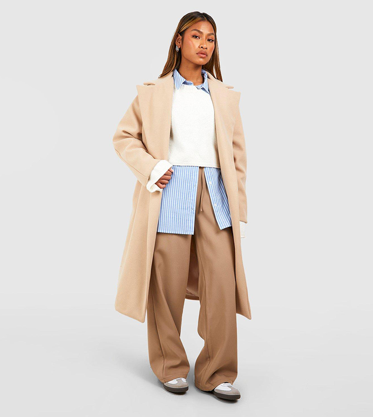 Beige boyfriend coat best sale