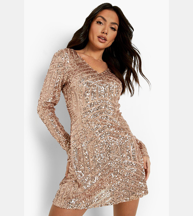 green emerald velvet dress Boohoo sequin floral Dress – Coconut Fashion main image 0