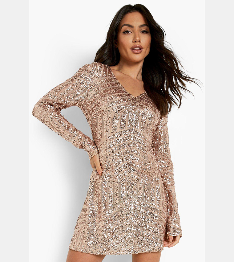 green emerald velvet dress The Perfect Date Sequin Dress (Rose/Gold), 10/M