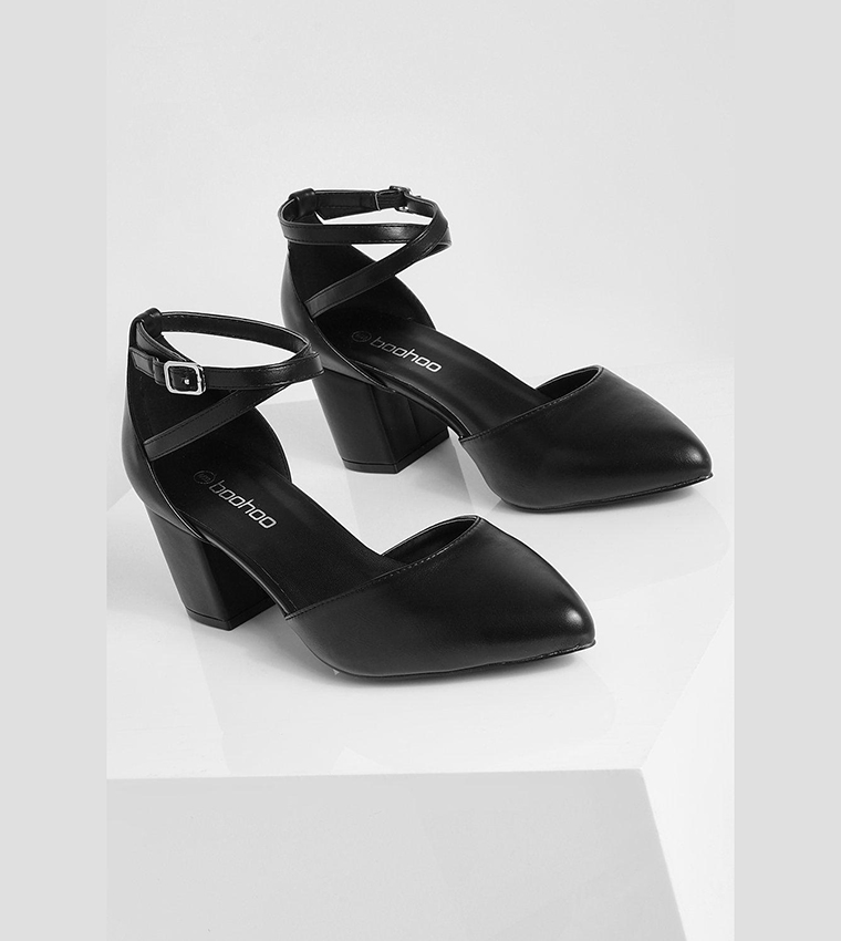 Buy Boohoo Wide Fit Low Block Pointed Heel Shoes In Black 6thStreet