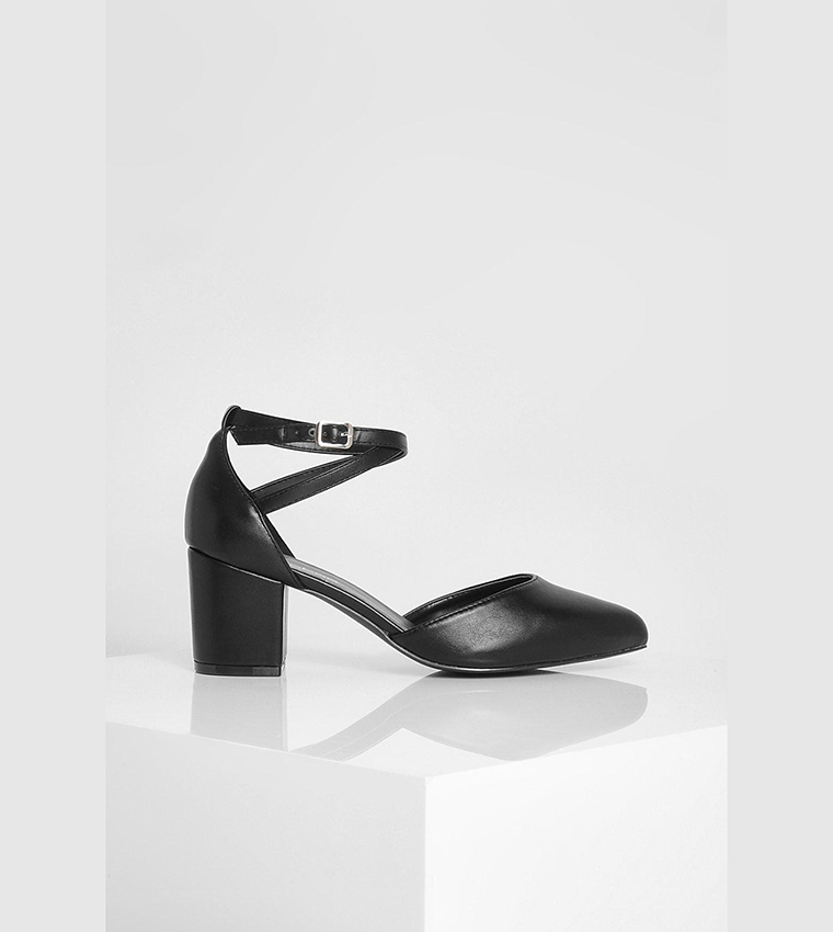 Buy Boohoo Wide Fit Low Block Pointed Heel Shoes In Black 6thStreet