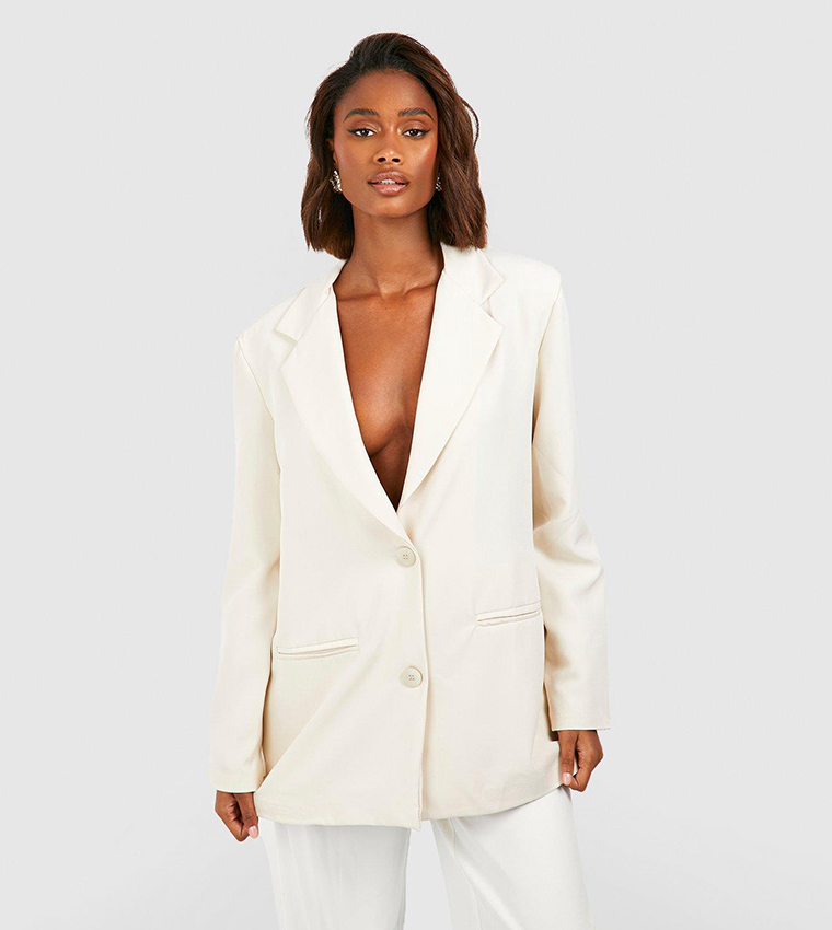 Beige tailored blazer hot sale