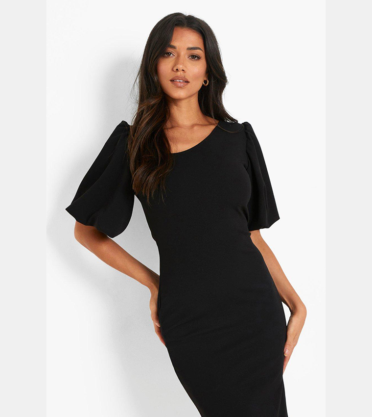 Puff Sleeves Midi Dress