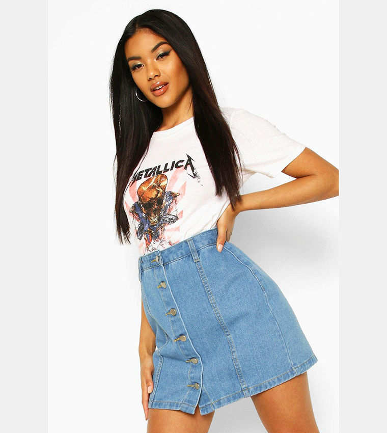 Boohoo Western Denim Mini Skirts Plus Western Distressed Denim