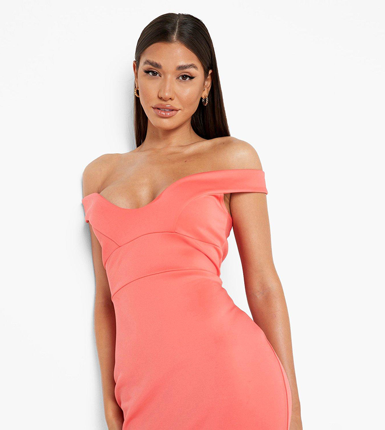 Sweetheart off shoulder bodycon midi dress best sale
