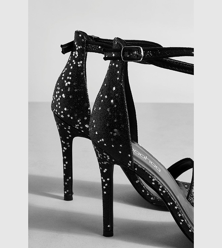 Buy Boohoo Glitter Barely There Heel Sandals In Black 6thStreet Saudi Arabia