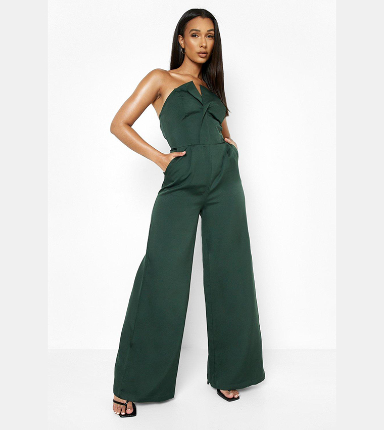 Green jumpsuit sales boohoo