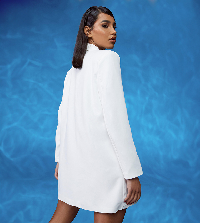 Shoulder Pad Plunge Oversized Blazer