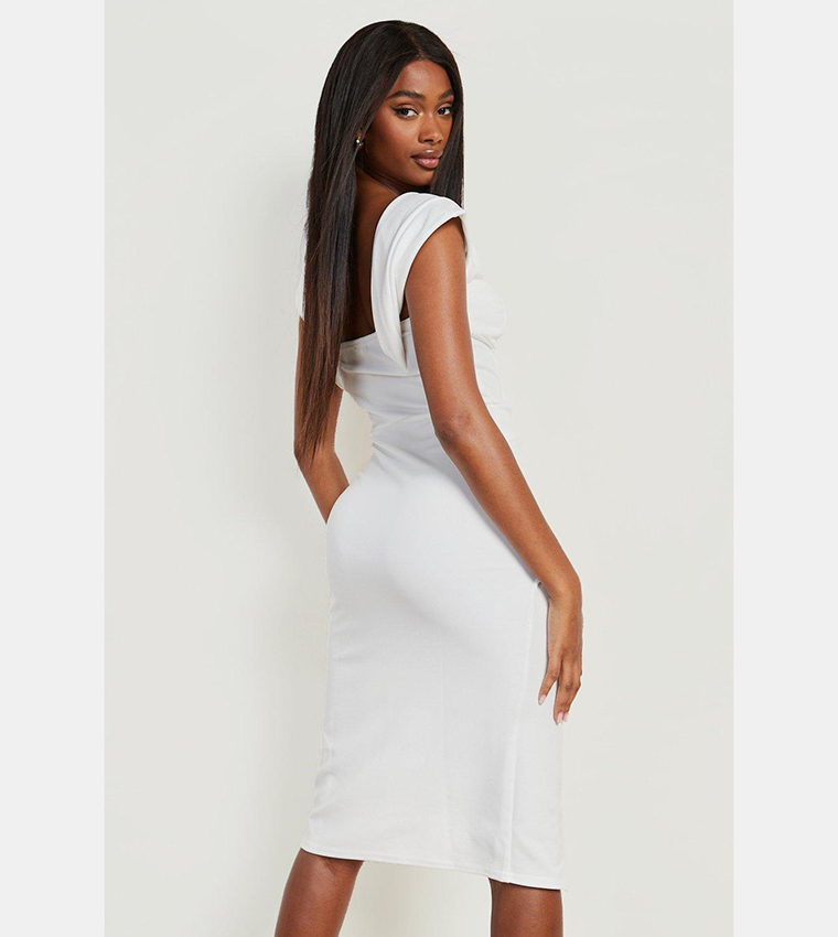 Boohoo white midi clearance dress