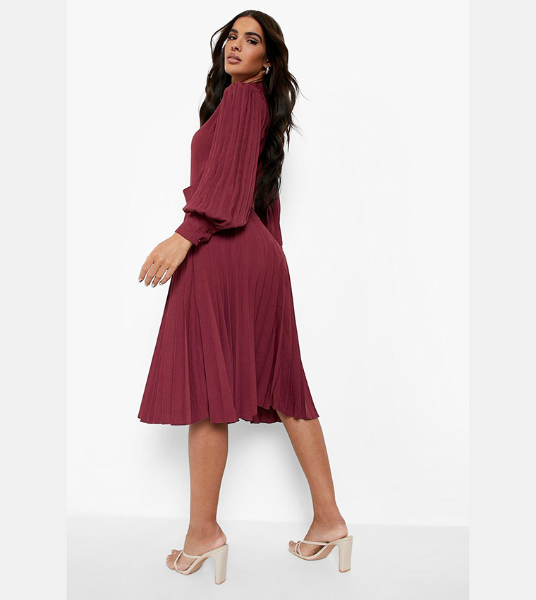 strapless open back dress Midi pleated X-line DRESS main image 1