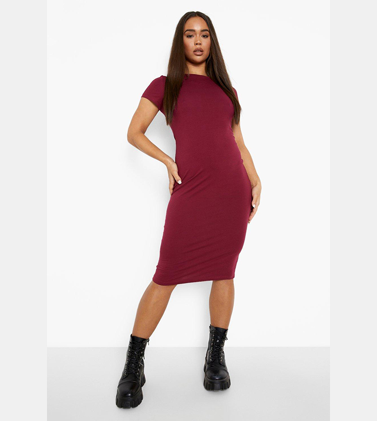 Cap sleeve jersey store bodycon midi dress