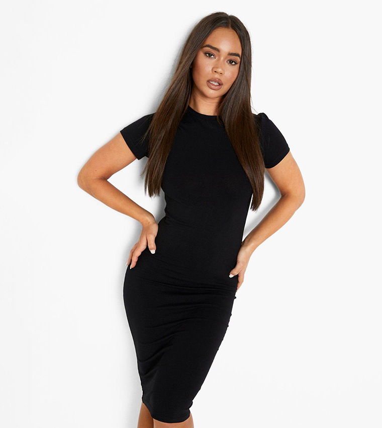 Cap sleeve jersey 2025 bodycon midi dress