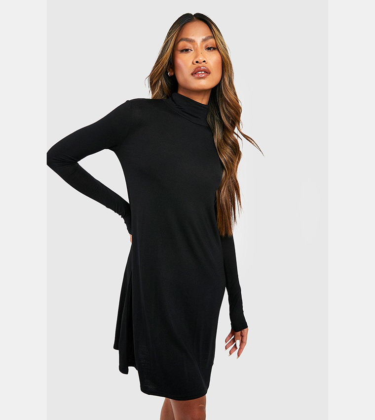 Boohoo black 2024 swing dress