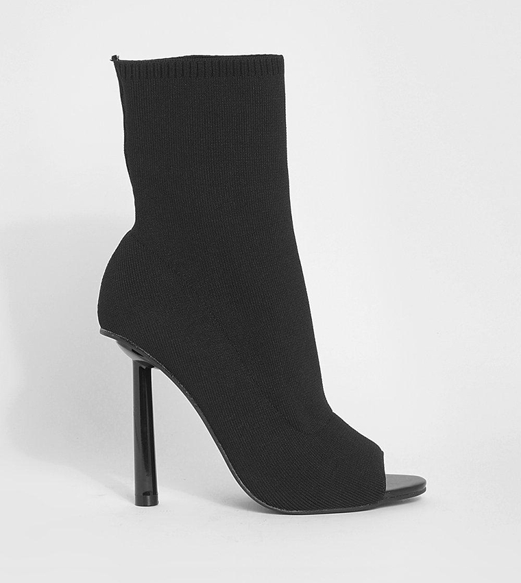 Buy Boohoo Knitted Peep Toe Sock Boots In Black 6thStreet Qatar