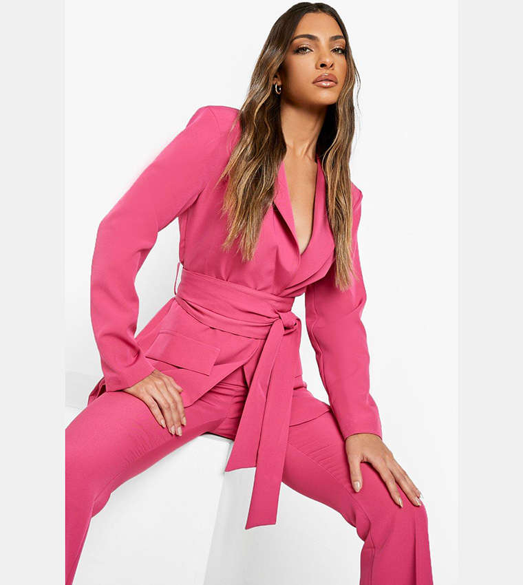 obi tie waist tailored blazer