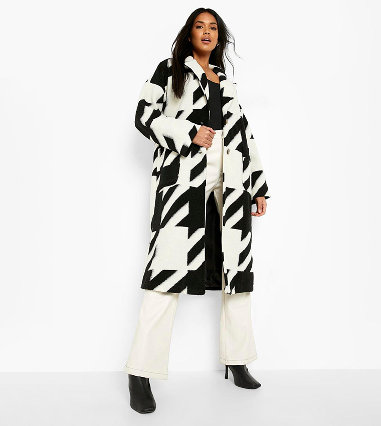 Dogtooth wool coat best sale