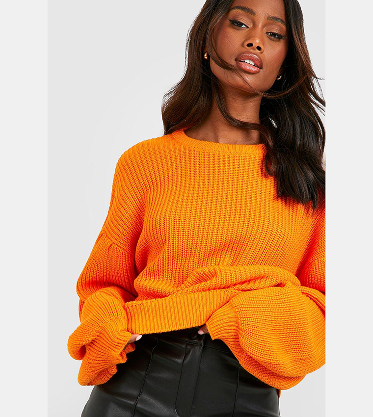 Orange balloon sleeve on sale sweater