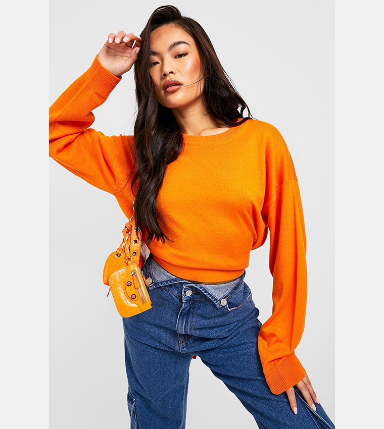 Buy Boohoo Tie Back Jumper In Orange 6thStreet Oman