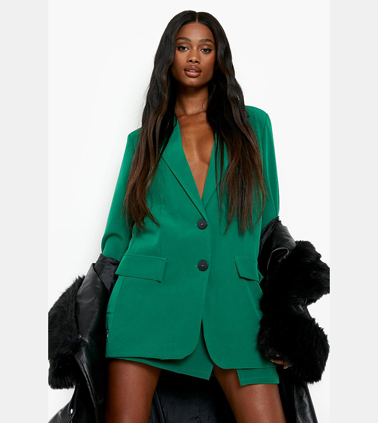 Buy Boohoo Colour Pop Longline Tailored Blazer In BRIGHT GREEN 6thStreet Qatar