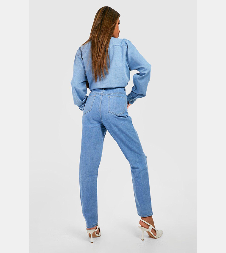 Basics High-Rise Ripped Mom Fit Jeans