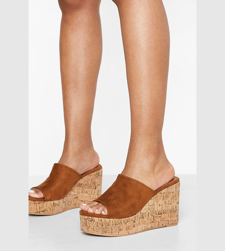 Open toe shop cork wedges