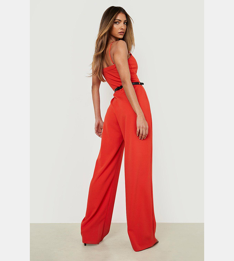 Orange plunge jumpsuit online