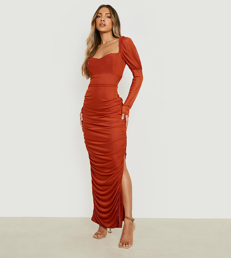mesh square neck ruched maxi dress Vbvc Women's Square Neck Lace Maxi Dress, Ladies' Ruched Bodycon Split Mesh Dress, Wedding Guest Formal Evening Party Dress For Women,Black,S-XL, Size