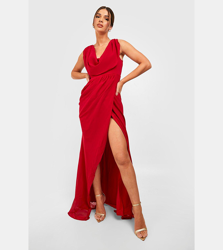 Boohoo wine dress best sale