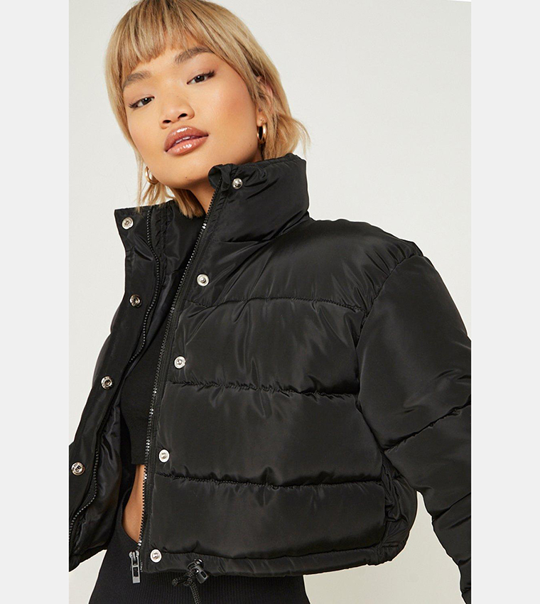 Buy Boohoo Funnel Neck Puffer Jacket In Black 6thStreet Saudi Arabia