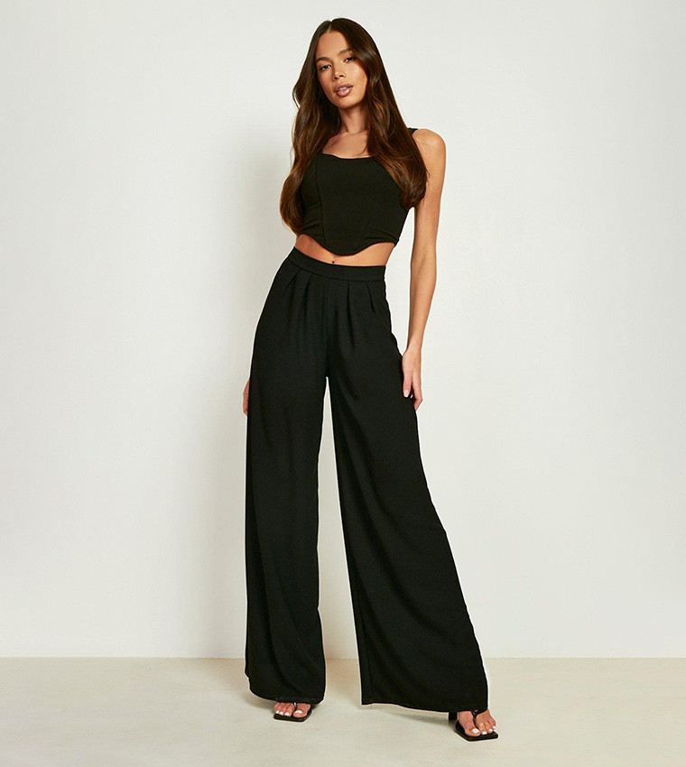 Black crepe shop wide leg trousers