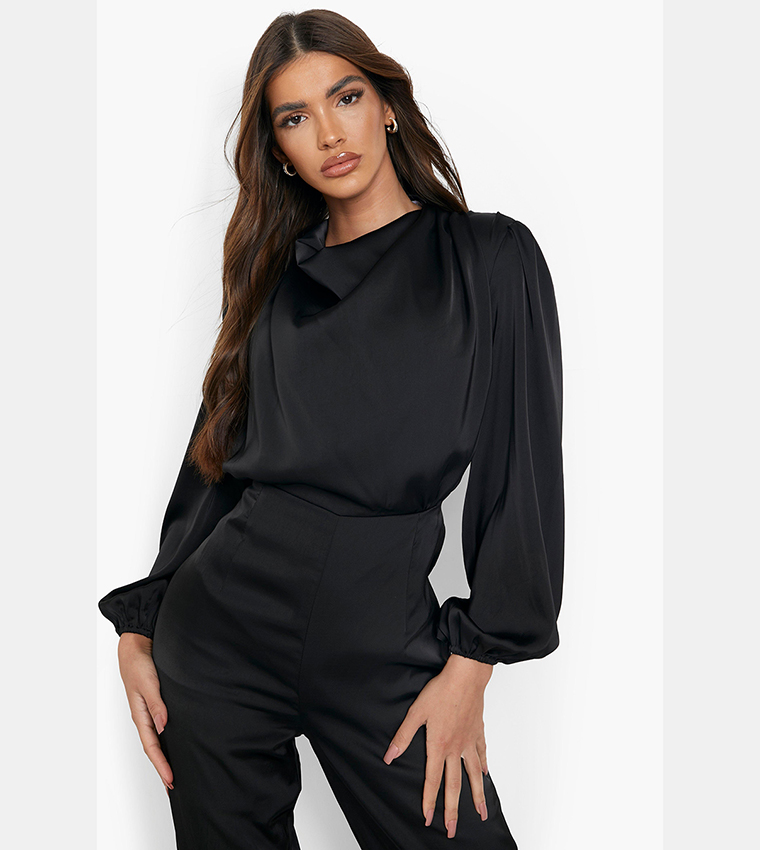 Satin Cowl Wide Leg Jumpsuit