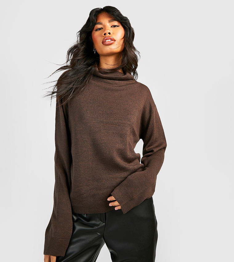 Buy Boohoo Roll Neck Jumper In CHOCOLATE 6thStreet UAE