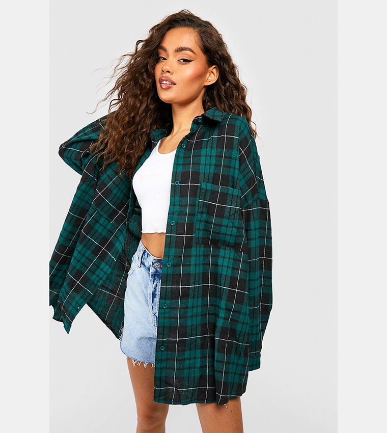 Oversized check 2025 shirt dress