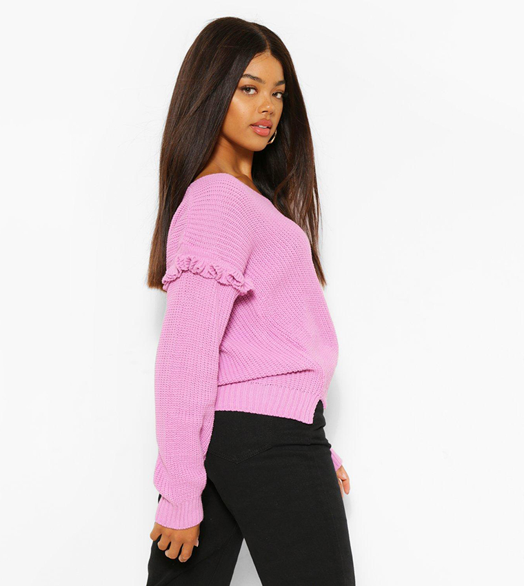 Pink ruffle sleeve jumper best sale
