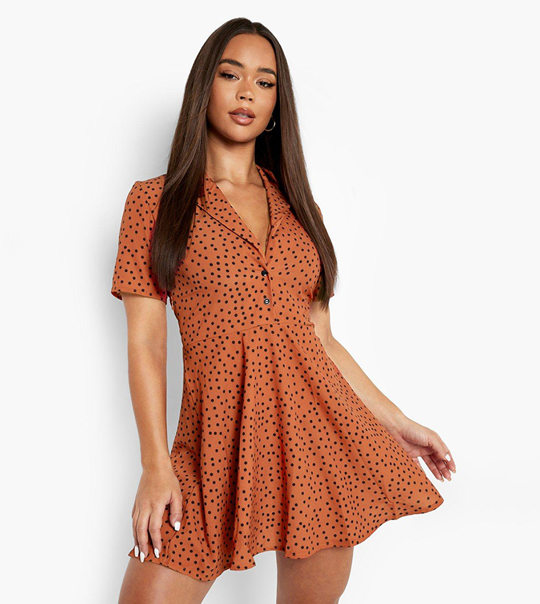 Polka dot dress rust best sale