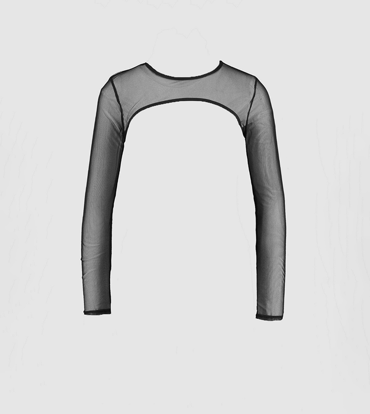 mesh long sleeve extreme crop top