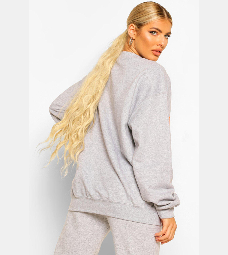 Buy Boohoo California Slogan Oversized Washed Sweatshirt In GREY MARL 6thStreet Bahrain