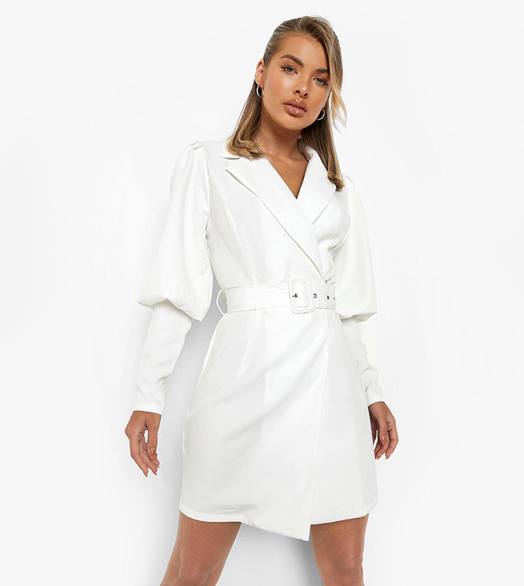 Tailored Low Cowl Back Fitted Blazer Dress