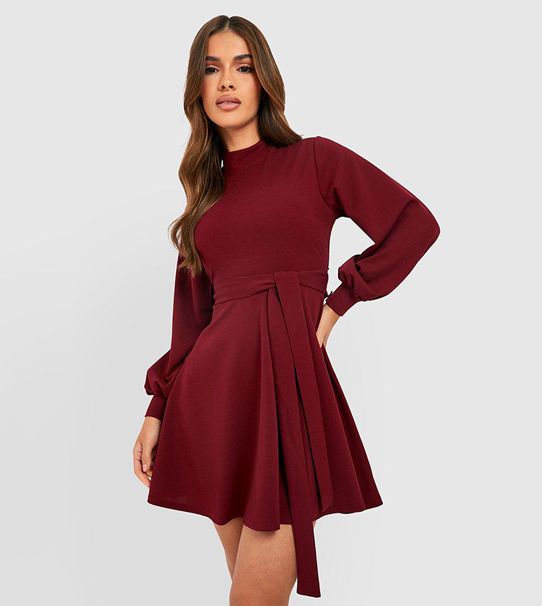 bodycon long sleeve sequin dress Midi Bodycon DRESS STARRY Black with Low Neckline L / Black