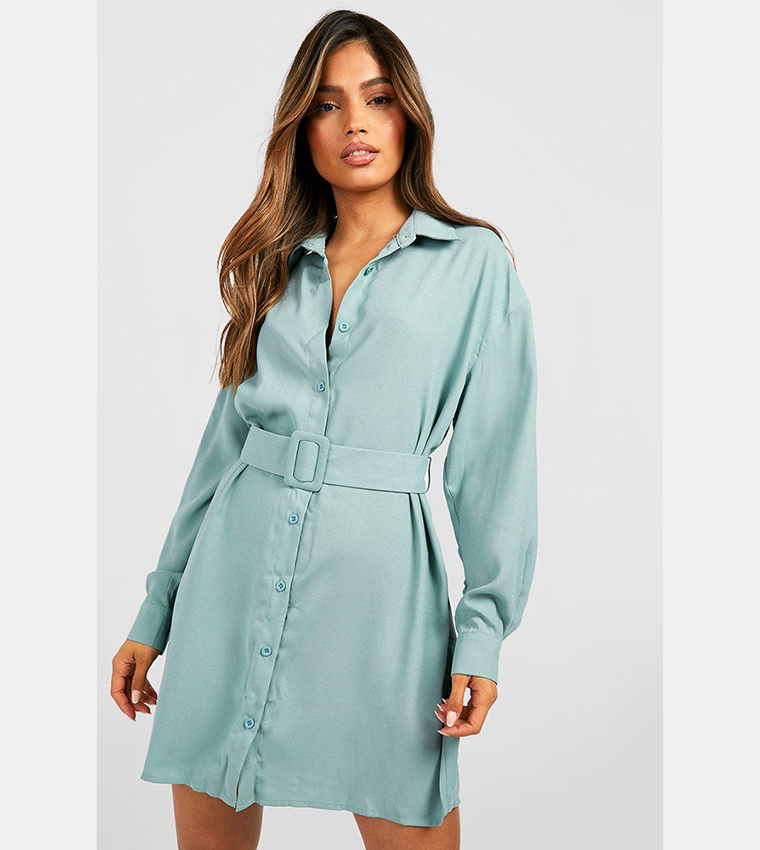 long denim dress long sleeve Denim Long Sleeve Jean Shirt Dress, Dark Blue / XL 10-12