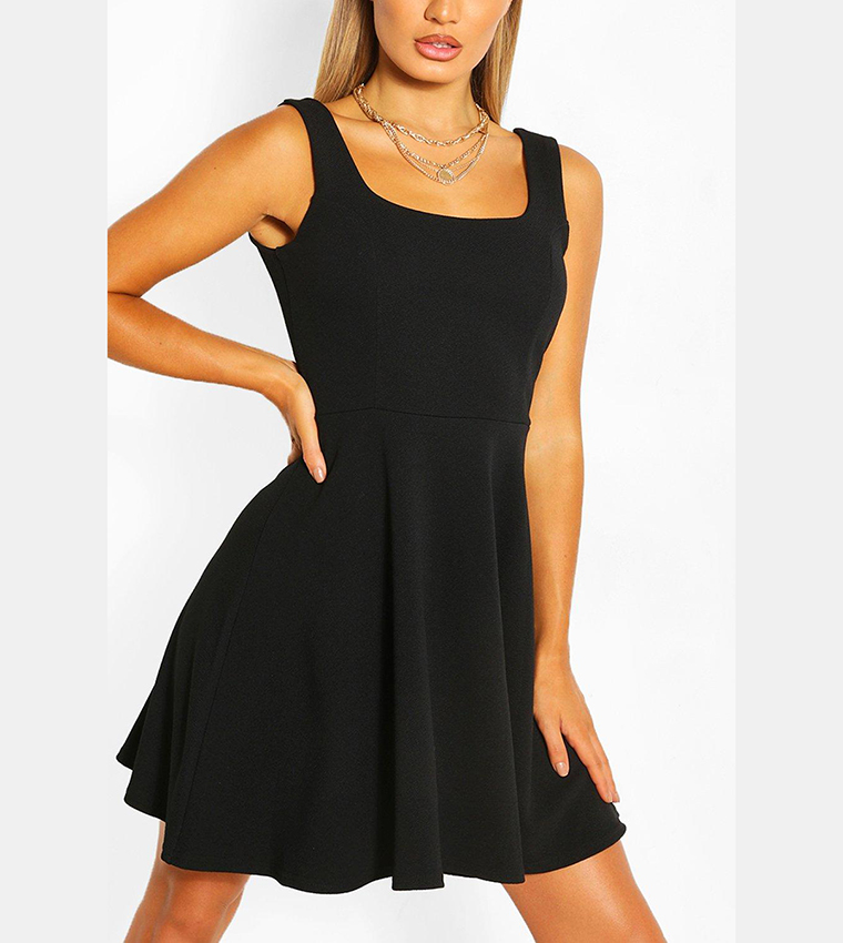 Black strappy skater dress best sale