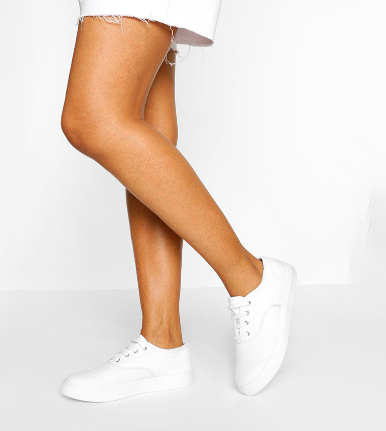 Buy Boohoo Basic Canvas Lace Up Shoes In White 6thStreet Bahrain