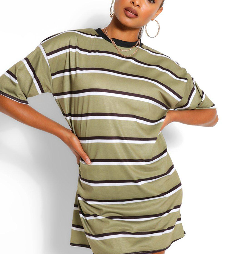 Striped oversized t shirt fashion dress