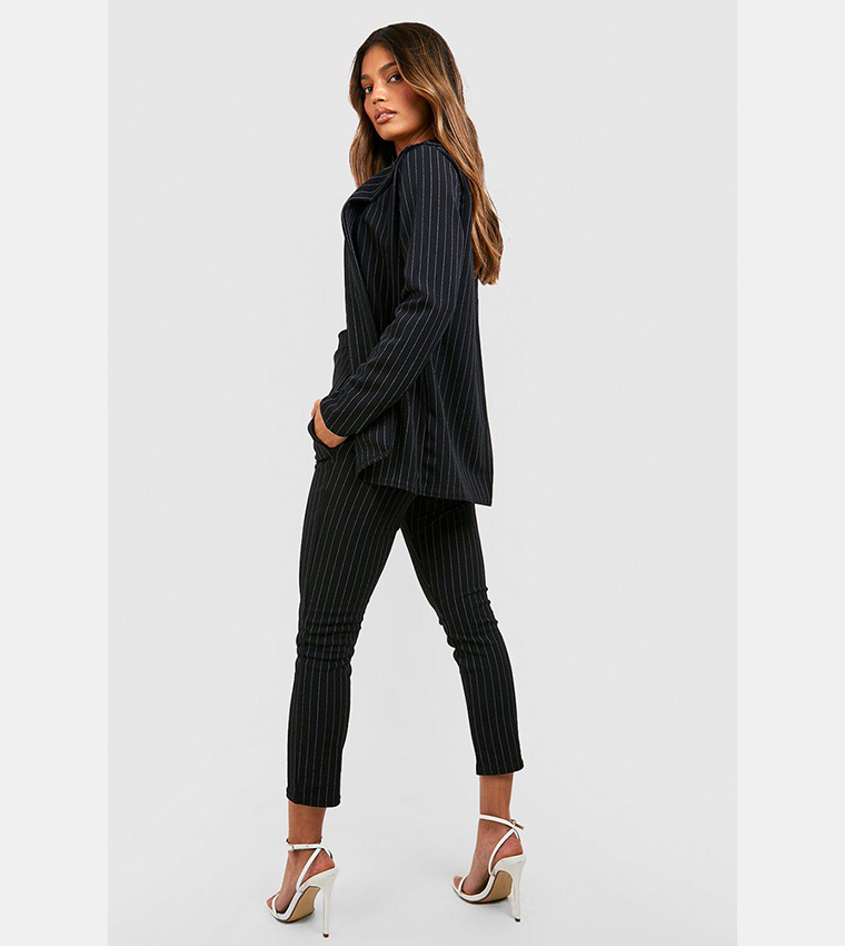 Buy Boohoo Pinstripe Tailored Blazer And Trouser Co Ord Suit In Black 6thstreet Uae